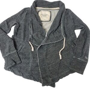 Abercrombie Fitch Dark Grey Open Front Shawl Cardigan Sweatshirt Womens Medium